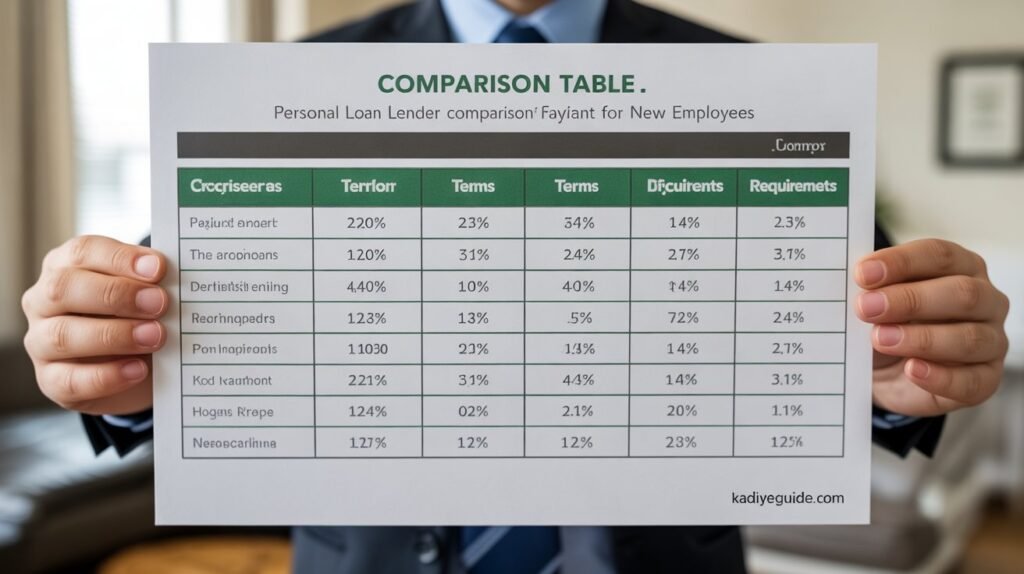 Personal loan lender comparison for new employees