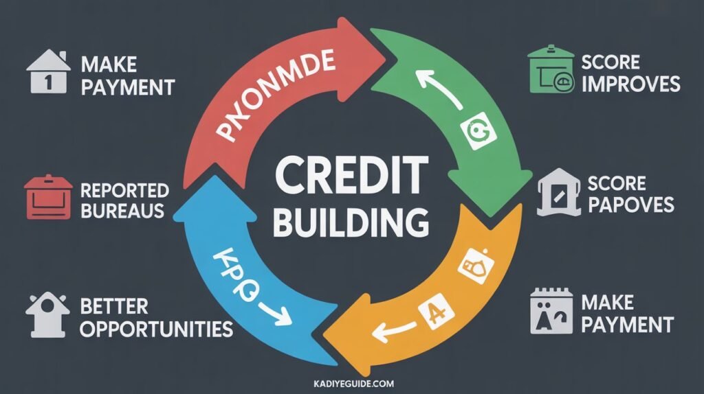 diagram showing the credit building cycle